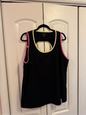 Livi Active Black Tank with Pink and Yellow Trim plus size 26/28.